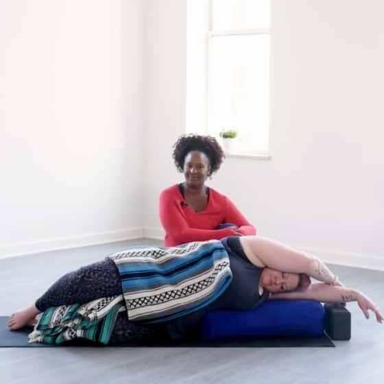 Dianne guides a student through a restful, post-lunch practice.