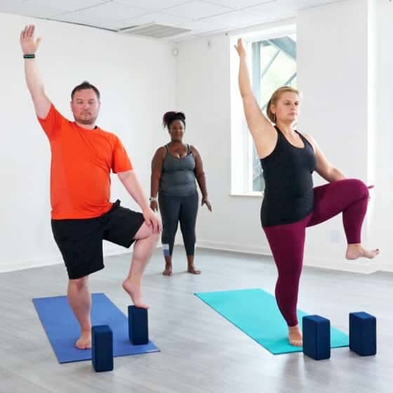 Dianne leads students in a standing balance practice.